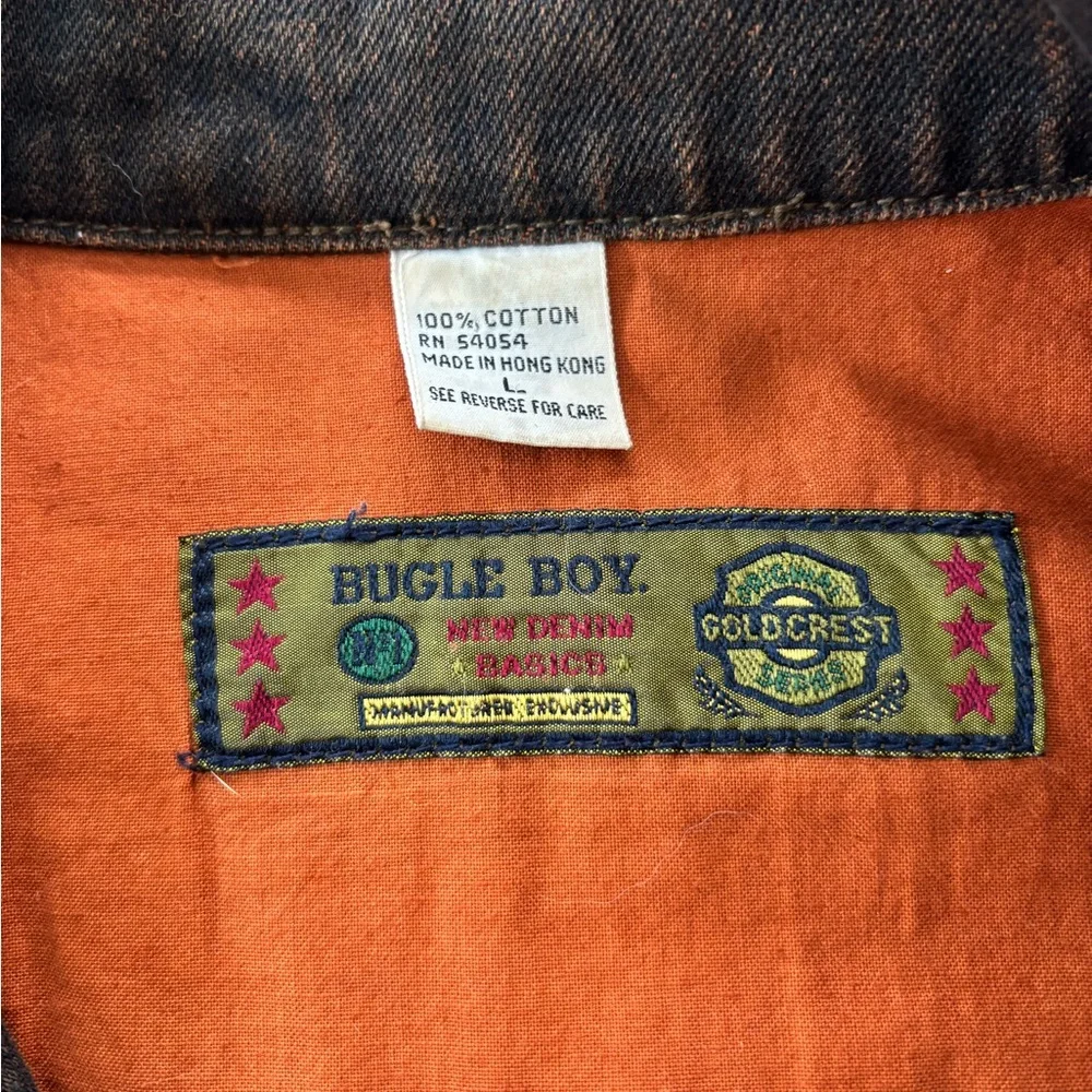 Vintage 90s Bugle Boy Two-Tone Brown and Orange Unisex Jean Jacket